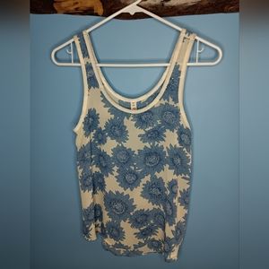 Mudd Sheer Layering Tank Top - White/Blue Floral - XS